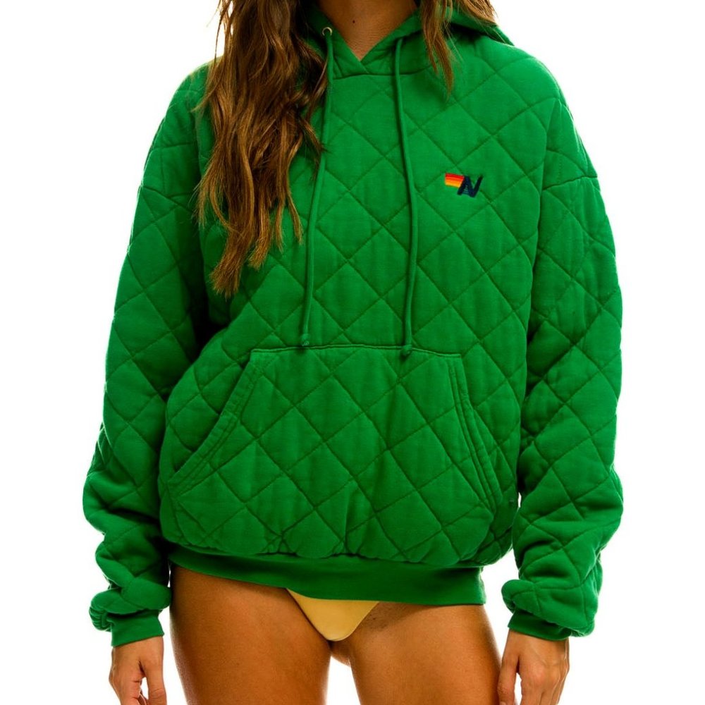 XXL-AVIATOR NATION QUILTED HOODIE IN KELLY GREEN